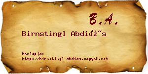 Birnstingl Abdiás névjegykártya